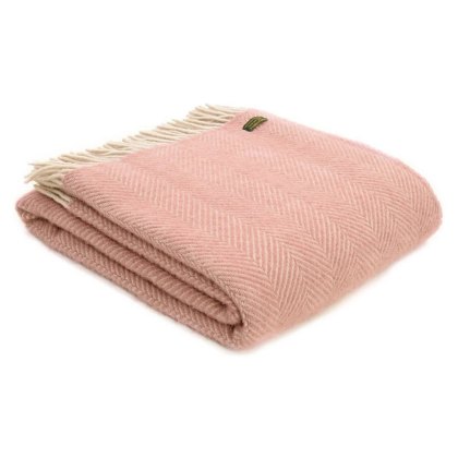 Tweedmill Wool Herringbone Throw Dusky Pink Pearl Tweedmill Wool Herringbone Throw Dusky Pink Pearl