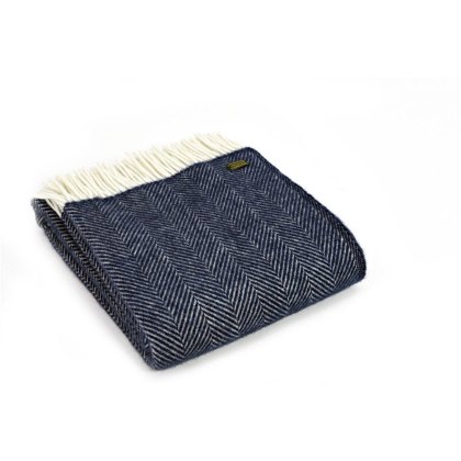 Tweedmill Wool Fishbone Throw Navy Tweedmill Wool Fishbone Throw Navy