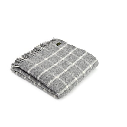 Tweedmill Wool Chequered Check Throw Grey