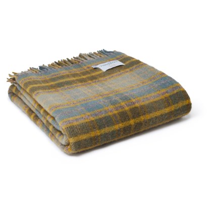 Tweedmill Wool Cottage Check Throw Mustard