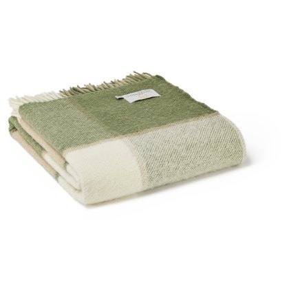 Tweedmill Wool Block Check Throw Olive Tweedmill Wool Block Check Throw Olive