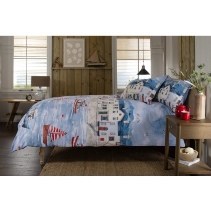 Lobster Creek Coastal Fishing Village Duvet Set Lobster Creek Coastal Fishing Village Duvet Set