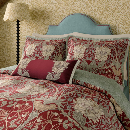 Morris & Co Honeysuckle Tulip Cushion Red Morris & Co Honeysuckle Tulip Cushion Red