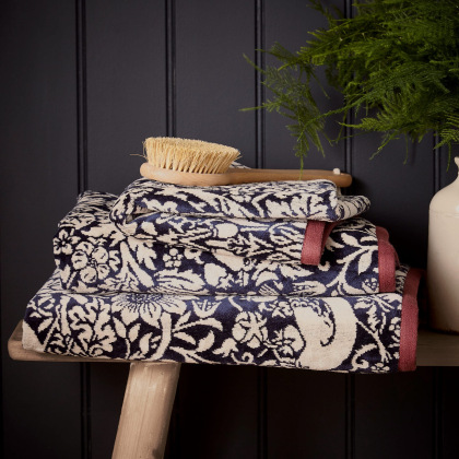 Morris & Co Strawberry Thief Blue Bath Sheet