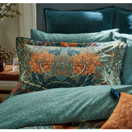 Morris & Co Honeysuckle Tulip Duvet Set in Teal Morris & Co Honeysuckle Tulip Duvet Set in Teal