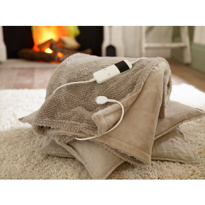 The Lyndon Company Sandringham Taupe Faux Fur Heated Throw The Lyndon Company Sandringham Taupe Faux Fur Heated Throw