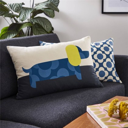 Orla Kiely Dachshund Blue Feather Filled Cushion Orla Kiely Dachshund Blue Feather Filled Cushion