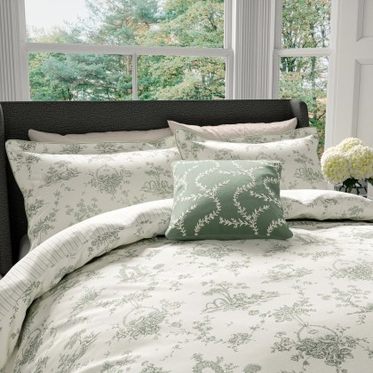 V&A Garden Of Love Green Duvet Set Single V&A Garden Of Love Green Duvet Set Single
