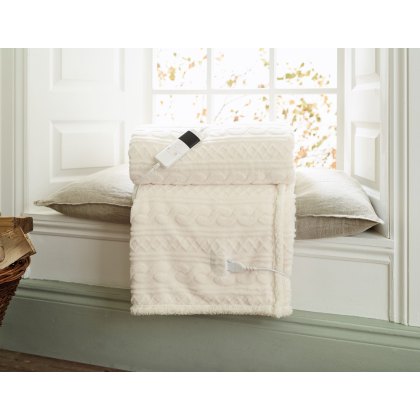 Deyongs Cream Cable Heated Sherpa Throw Deyongs Cream Cable Heated Sherpa Throw