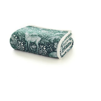 Deyongs Woodland Folk Sherpa Throw in Green Deyongs Woodland Folk Sherpa Throw in Green