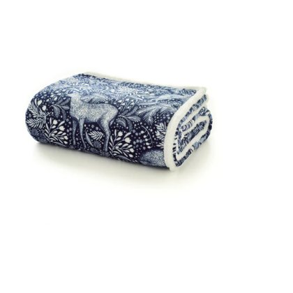 Deyongs Woodland Folk Sherpa Throw in Navy Deyongs Woodland Folk Sherpa Throw in Navy