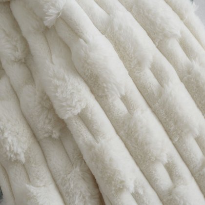 Bianca Carved Faux Fur Cream Throw Bianca Carved Faux Fur Cream Throw
