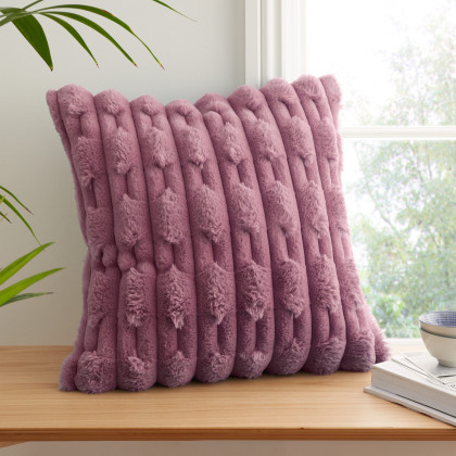 Bianca Carved Faux Fur Pink Cushion Bianca Carved Faux Fur Pink Cushion
