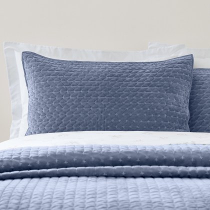 Bianca Attica Velvet Pillowsham Pair in Blue Bianca Attica Velvet Pillowsham Pair in Blue
