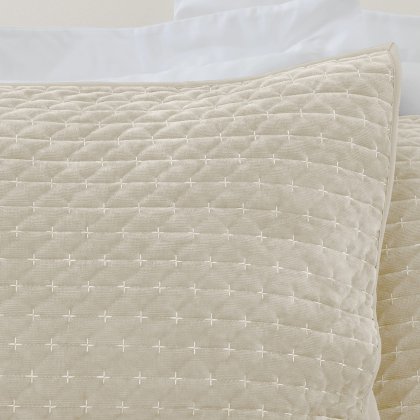 Bianca Attica Velvet Pillowsham Pair in Natural Bianca Attica Velvet Pillowsham Pair in Natural
