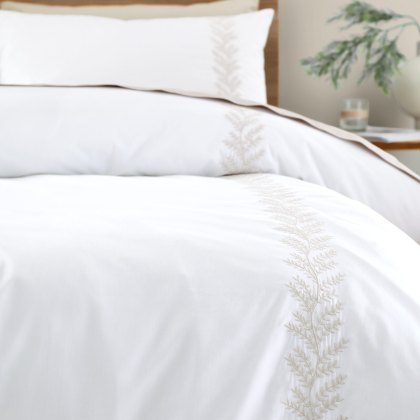 Bianca Embroidery Leaf Natural Duvet Set Bianca Embroidery Leaf Natural Duvet Set