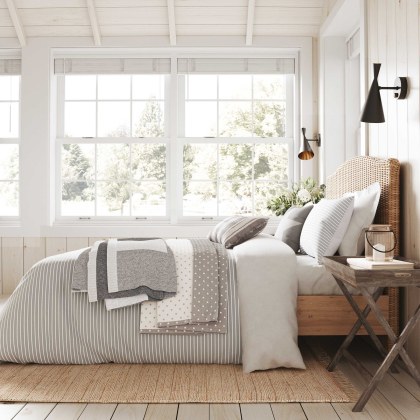 Helena Springfield Breton Stripe Grey Duvet Set Double