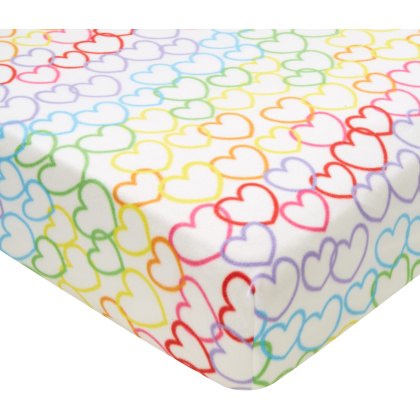Catherine Lansfield Rainbow Hearts Fleece Fitted Sheet Double Catherine Lansfield Rainbow Hearts Fleece Fitted Sheet Double