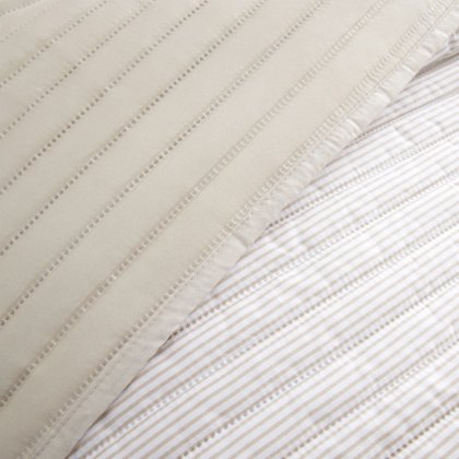 Catherine Lansfield Stripe Bedspread Natural Catherine Lansfield Stripe Bedspread Natural