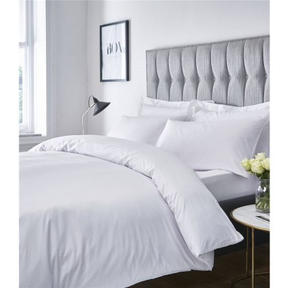 Catherine Lansfield 300TC Satin Stripe White Duvet Set Catherine Lansfield 300TC Satin Stripe White Duvet Set
