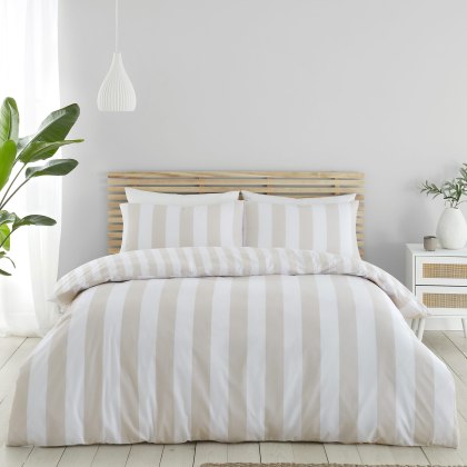Catherine Lansfield Cove Stripe Natural Single Duvet Set Catherine Lansfield Cove Stripe Natural Single Duvet Set