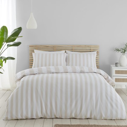 Catherine Lansfield Cove Stripe Natural Single Duvet Set Catherine Lansfield Cove Stripe Natural Single Duvet Set
