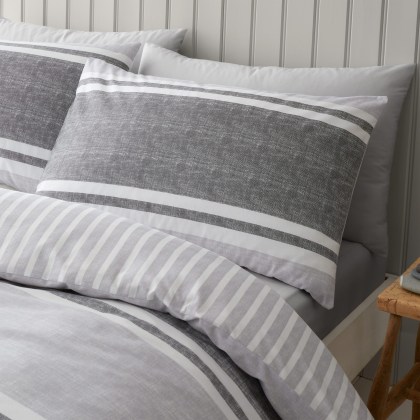 Catherine Lansfield Textured Banded Stripe Charcoal Duvet Set Catherine Lansfield Textured Banded Stripe Charcoal Duvet Set