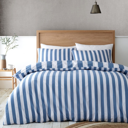 Catherine Lansfield Cove Stripe Blue Duvet Set Catherine Lansfield Cove Stripe Blue Duvet Set