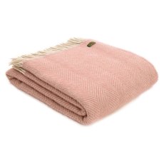 Tweedmill Wool Herringbone Throw Dusky Pink Pearl Tweedmill Wool Herringbone Throw Dusky Pink Pearl