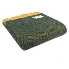Tweedmill Wool Herringbone Throw Emerald and Mustard Tweedmill Wool Herringbone Throw Emerald and Mustard