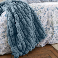 Bianca Carved Faux Fur Blue Throw