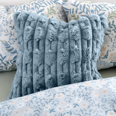 Bianca Carved Faux Fur Blue Cushion Bianca Carved Faux Fur Blue Cushion