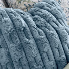 Bianca Carved Faux Fur Blue Cushion Bianca Carved Faux Fur Blue Cushion