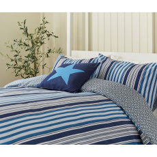 Helena Springfield Beach House Stripe Superking Duvet Set In Blue & Navy Helena Springfield Beach House Stripe Superking Duvet Set In Blue & Navy