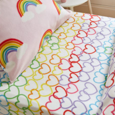 Catherine Lansfield Rainbow Hearts Fleece Fitted Sheet Double Catherine Lansfield Rainbow Hearts Fleece Fitted Sheet Double