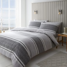 Catherine Lansfield Textured Banded Stripe Charcoal Duvet Set Catherine Lansfield Textured Banded Stripe Charcoal Duvet Set