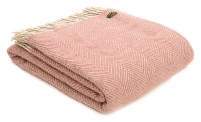Tweedmill Tweedmill Wool Herringbone Throw Dusky Pink Pearl