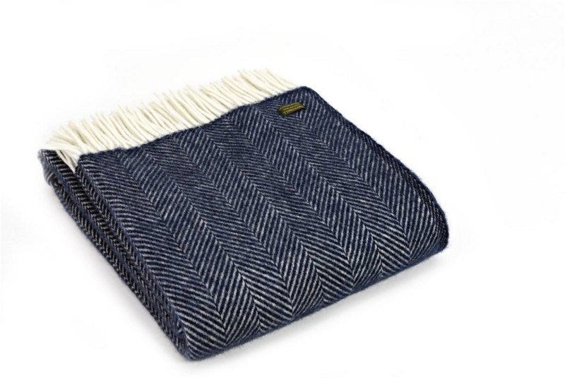 Tweedmill Tweedmill Wool Fishbone Throw Navy