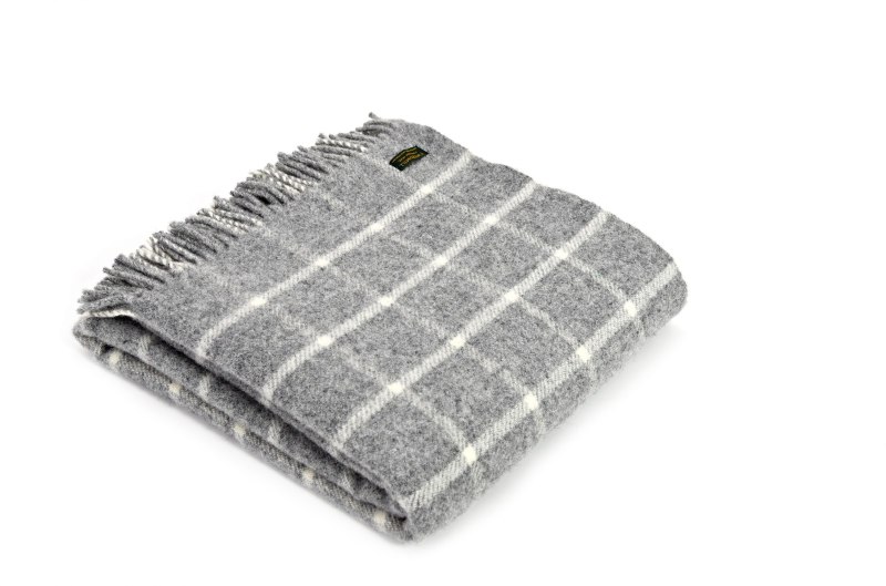 Tweedmill Tweedmill Wool Chequered Check Throw Grey
