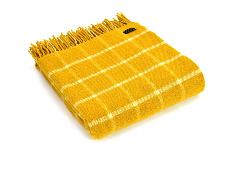 Tweedmill Tweedmill Wool Chequered Check Throw Yellow