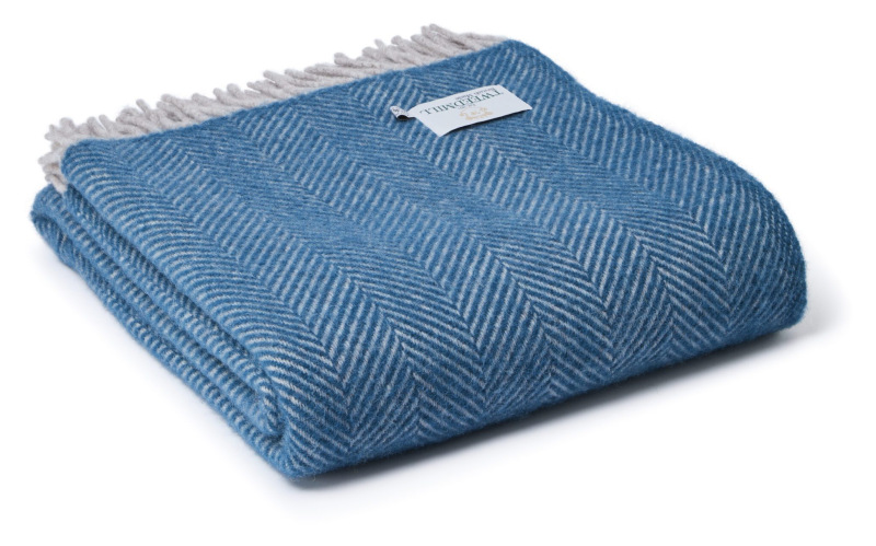 Tweedmill Tweedmill Wool Herringbone Throw Teal and Hazel