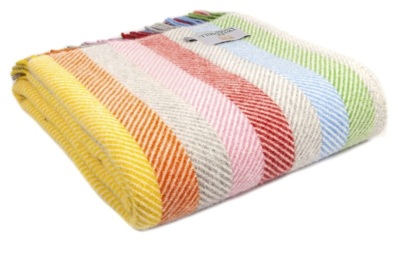 Tweedmill Tweedmill Wool Throw Rainbow Grey Stripe