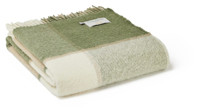 Tweedmill Tweedmill Wool Block Check Throw Olive