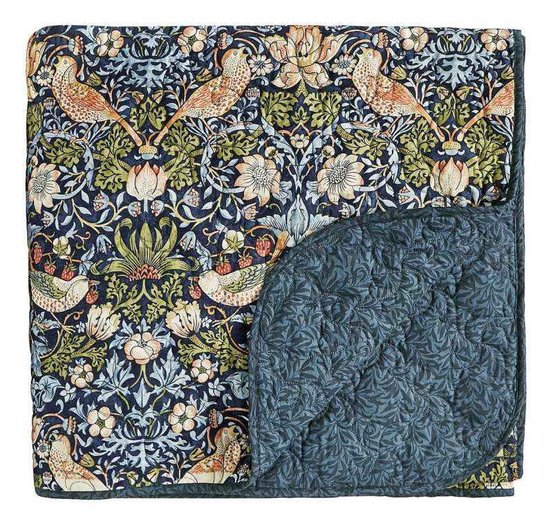 Morris & Co Morris & Co Strawberry Thief Indigo Quilted Throw