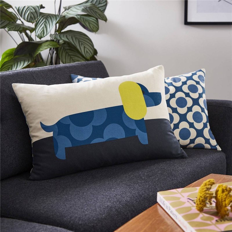 Orla Kiely Orla Kiely Dachshund Blue Feather Filled Cushion