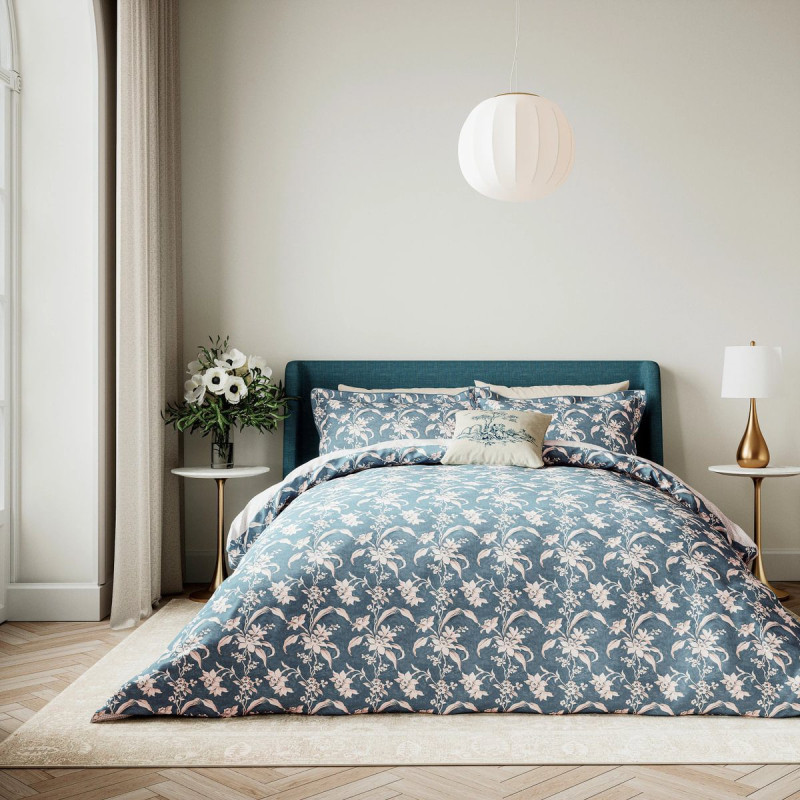 V&A V&A Daffodil Dreams Blue Duvet Set Single