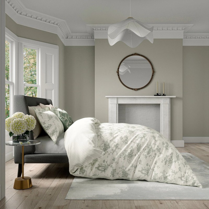 V&A V&A Garden Of Love Green Duvet Set Single