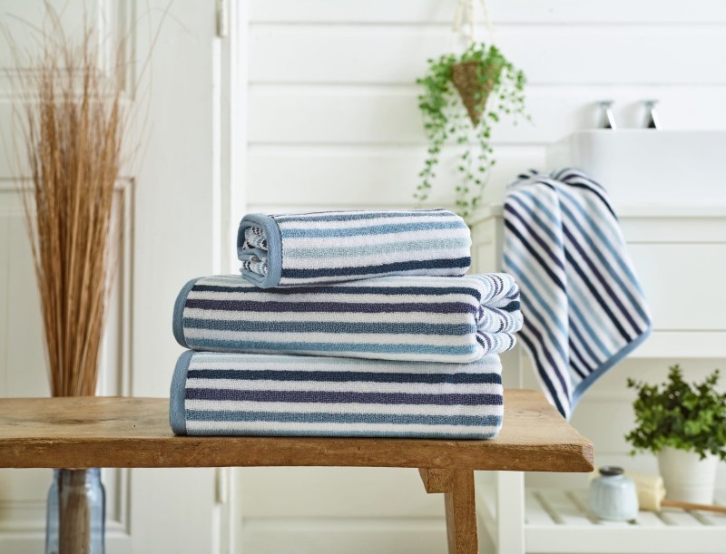 Deyongs Deyongs Bliss Linear Stripe Towels in Blue