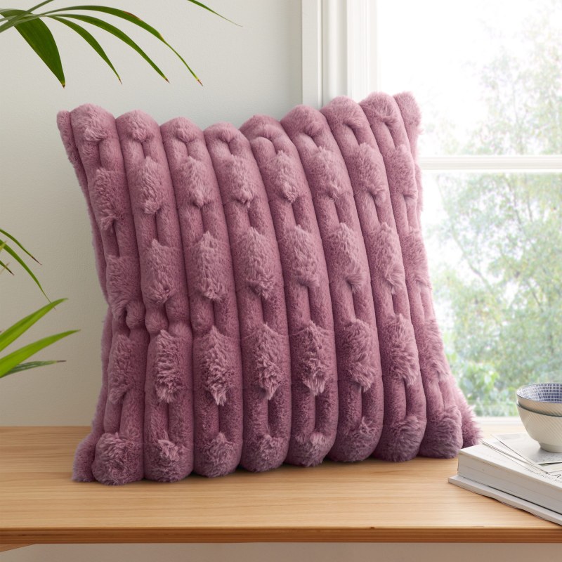 Bianca Bianca Carved Faux Fur Pink Cushion