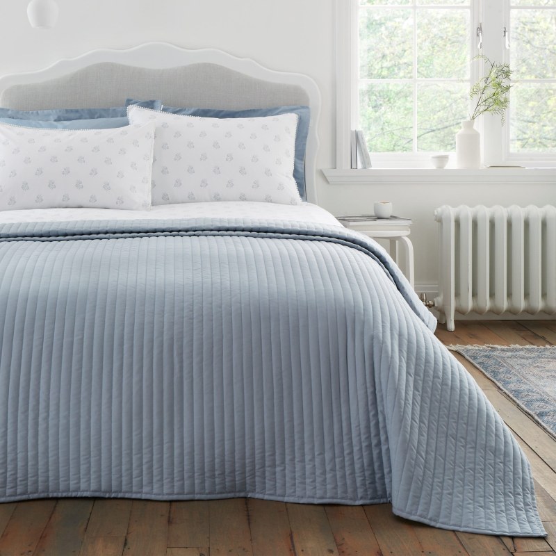 Bianca Bianca Quilted Lines Blue Bedspread